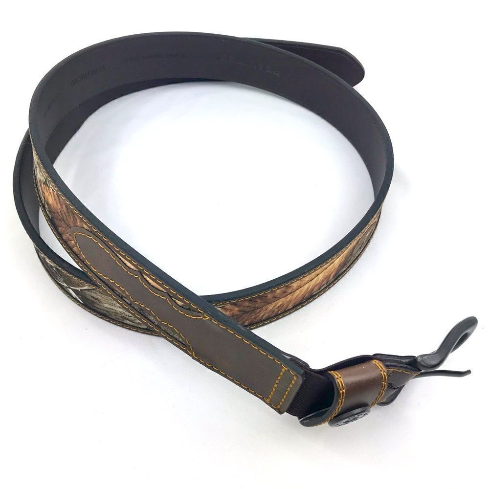 Realtree Brown Leather Camo Print Sportsman Belt NEW